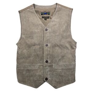 Alexander Julian Colours Leather Suede Vest Mens‎ Small Beige Vintage